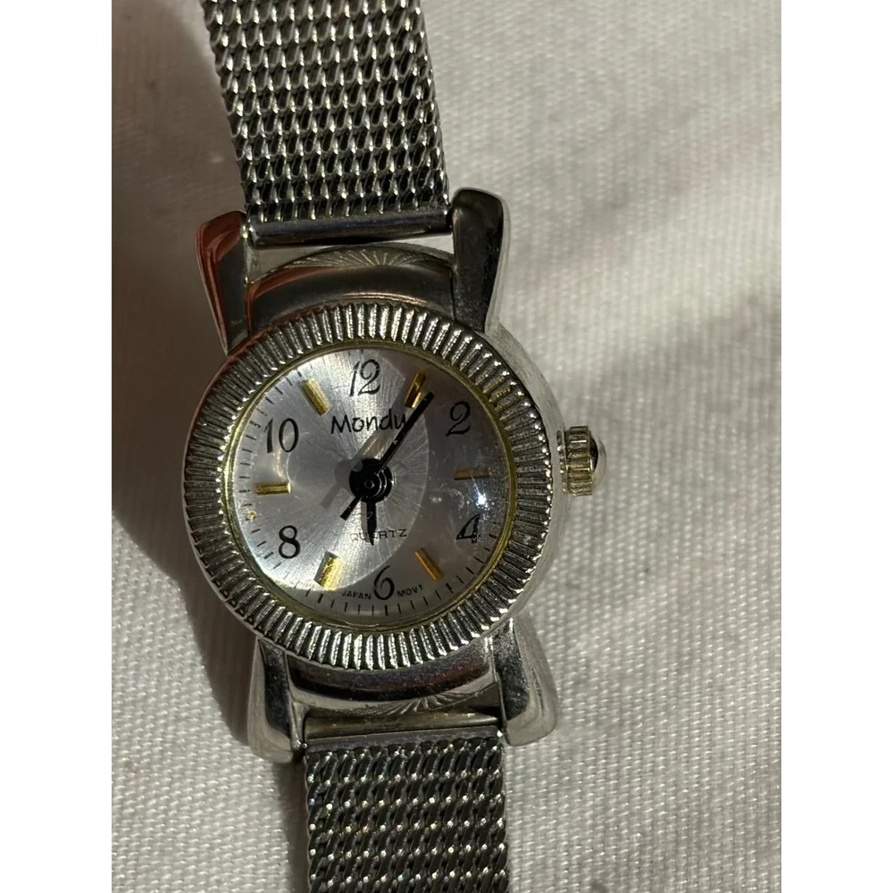 Mondu Japan Movt‎ Ladies Silver Tone Mesh Band Analog Quartz Watch